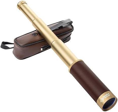 Retro pirate monocular with collapsible brass design