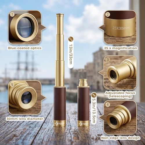 Retro pirate monocular with collapsible brass design — photo 4