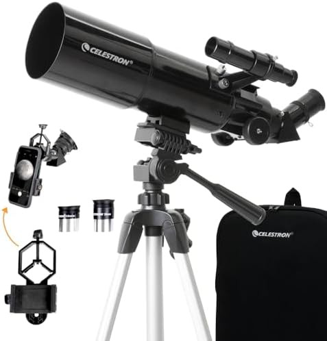 Eighty millimeter travel refractor with phone adapter