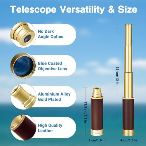 Vintage spyglass telescope and pocket compass set — photo 3