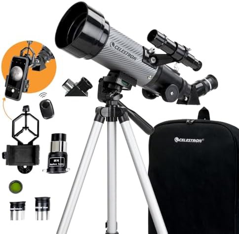 Seventy millimeter dx travel refractor with backpack