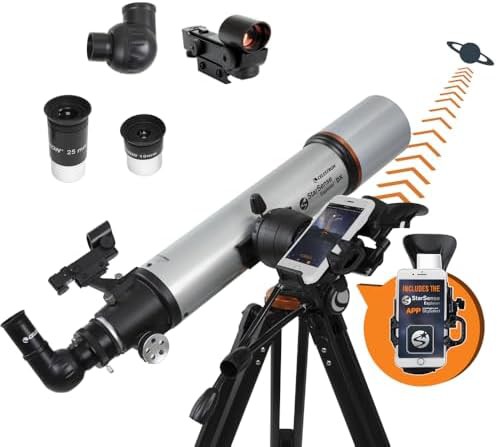 App enabled refractor telescope with smartphone dock