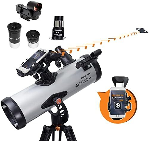 Smartphone guided newtonian reflector telescope