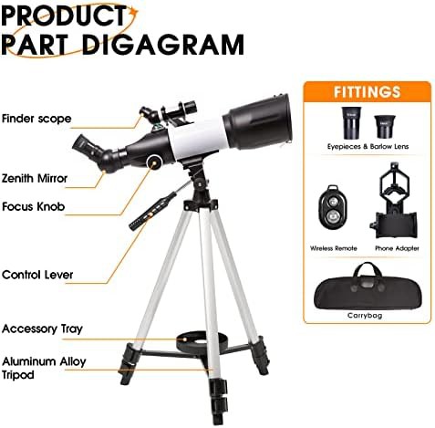Portable 70mm aperture refractor with carrying bag — photo 3