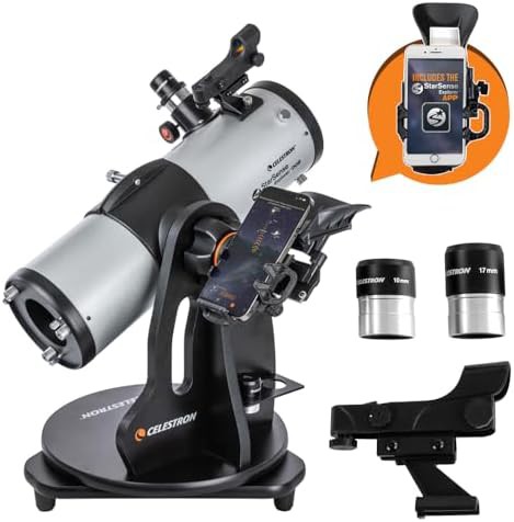 Tabletop dobsonian telescope with app guidance