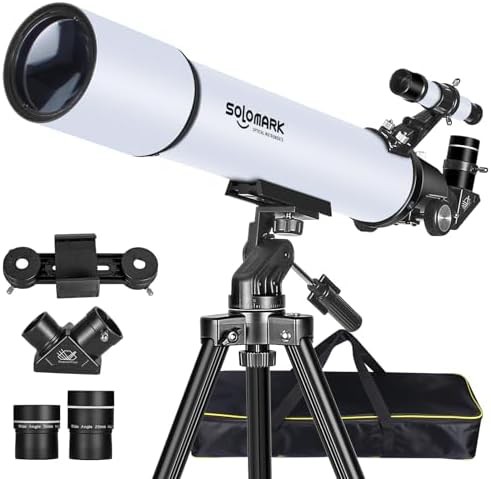 Portable 80mm refractor telescope with 900mm focal length