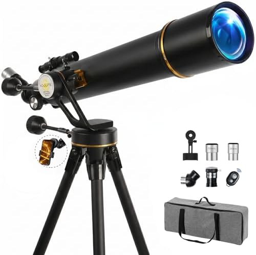 Black 90mm refractor telescope for moon viewing