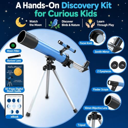 Luzs kids 50mm black beginner telescope — photo 4