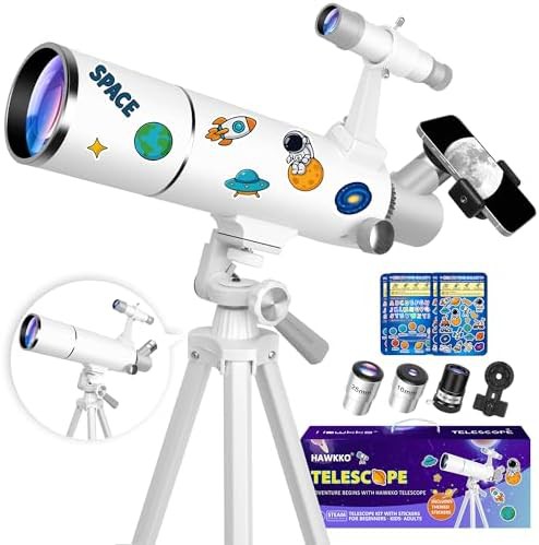 Compact 80mm aperture telescope for kids and adults