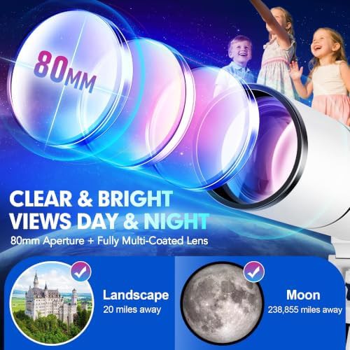 Compact 80mm aperture telescope for kids and adults — photo 3
