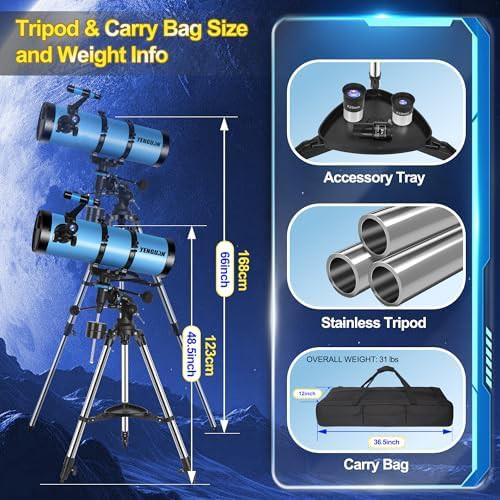 Blue Newtonian reflector with equatorial mount — photo 4