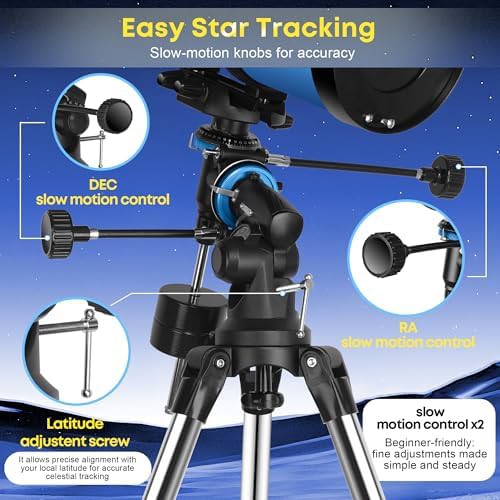 Blue Newtonian reflector with equatorial mount — photo 5
