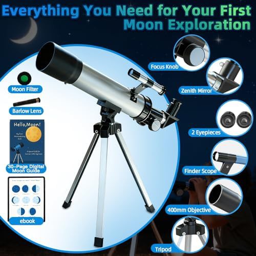 Luzs kids 50mm silver beginner telescope — photo 3