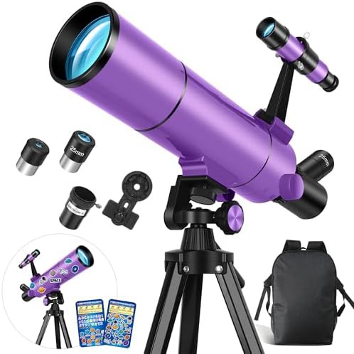 Purple Portable Refractor Telescope 80mm Lens
