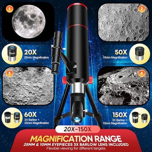 Portable 80mm aperture refractor for moon viewing — photo 3