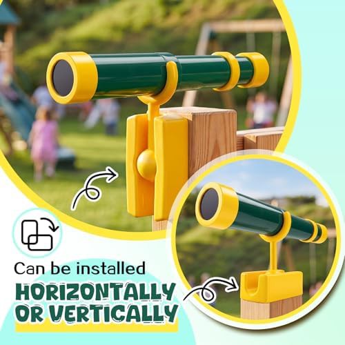 Yellow and green treehouse playset telescopes — photo 5