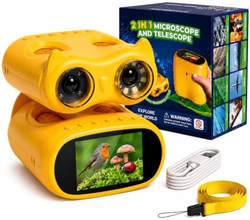Yellow handheld digital microscope and telescope