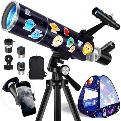 Portable 80mm telescope with pop-up tent