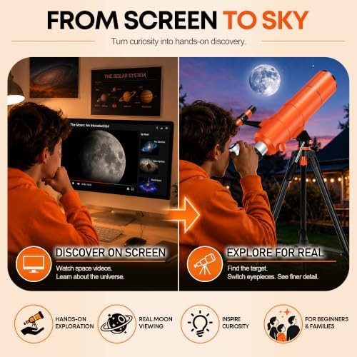 Orange 90mm refractor for beginners and kids — photo 4