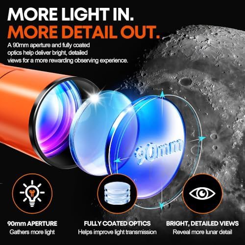 Orange 90mm refractor for beginners and kids — photo 5